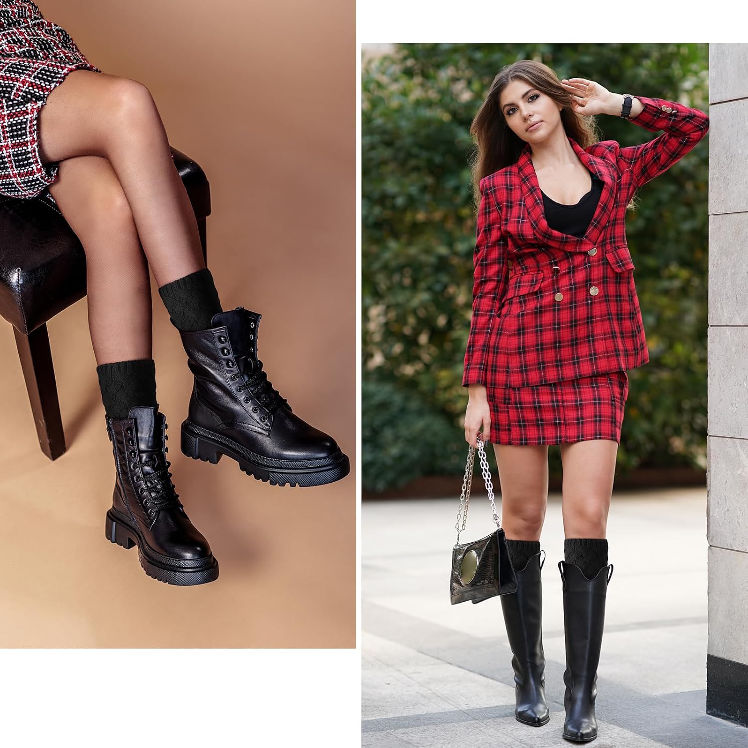 Clothirily Boot Socks for Women, Winter Warm Boot Cuffs, Knitted Short Leg Warmers Boot Topper Socks - Image 6