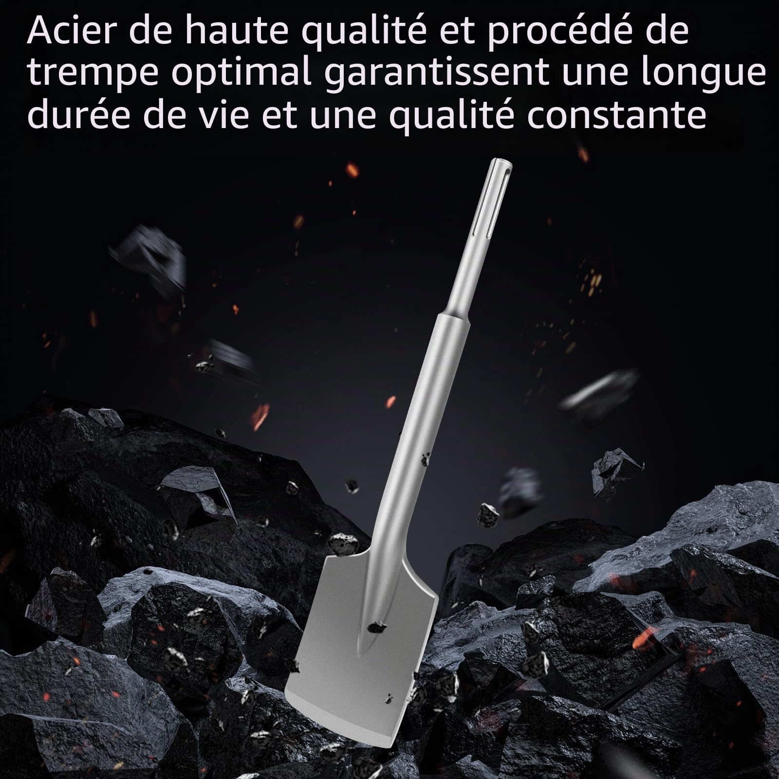 Mèche à pelle SDS MAX, 450 mm x 110 mm, Mèche pour asphalte, Mèche en ardoise pour asphalte, Dégagement pour marteaux démolisseurs, Enlèvement de béton et maçonnerie