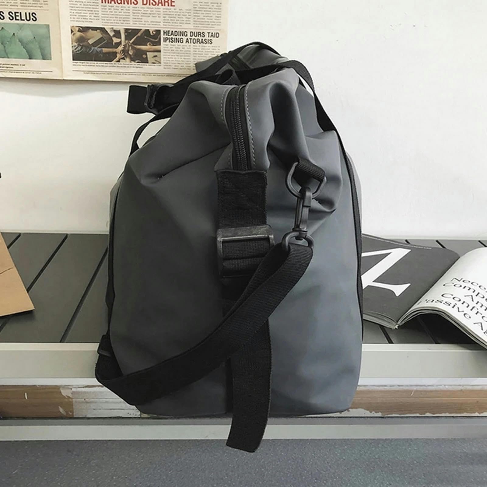 NOGRAX Schulrucksack Fitness Reise Tote Unisex Modische Große Kapazität Reisetaschen Männer Einfache Schwarze Sport Frauen Schultertasche-Schwarz