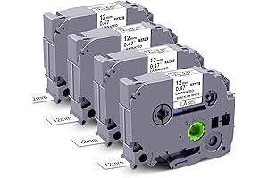 Brother TZe-661 compatible Label Maker Tape, 12mm 0.47\" Laminated White 8m 26.2ft Label Tape TZe-231