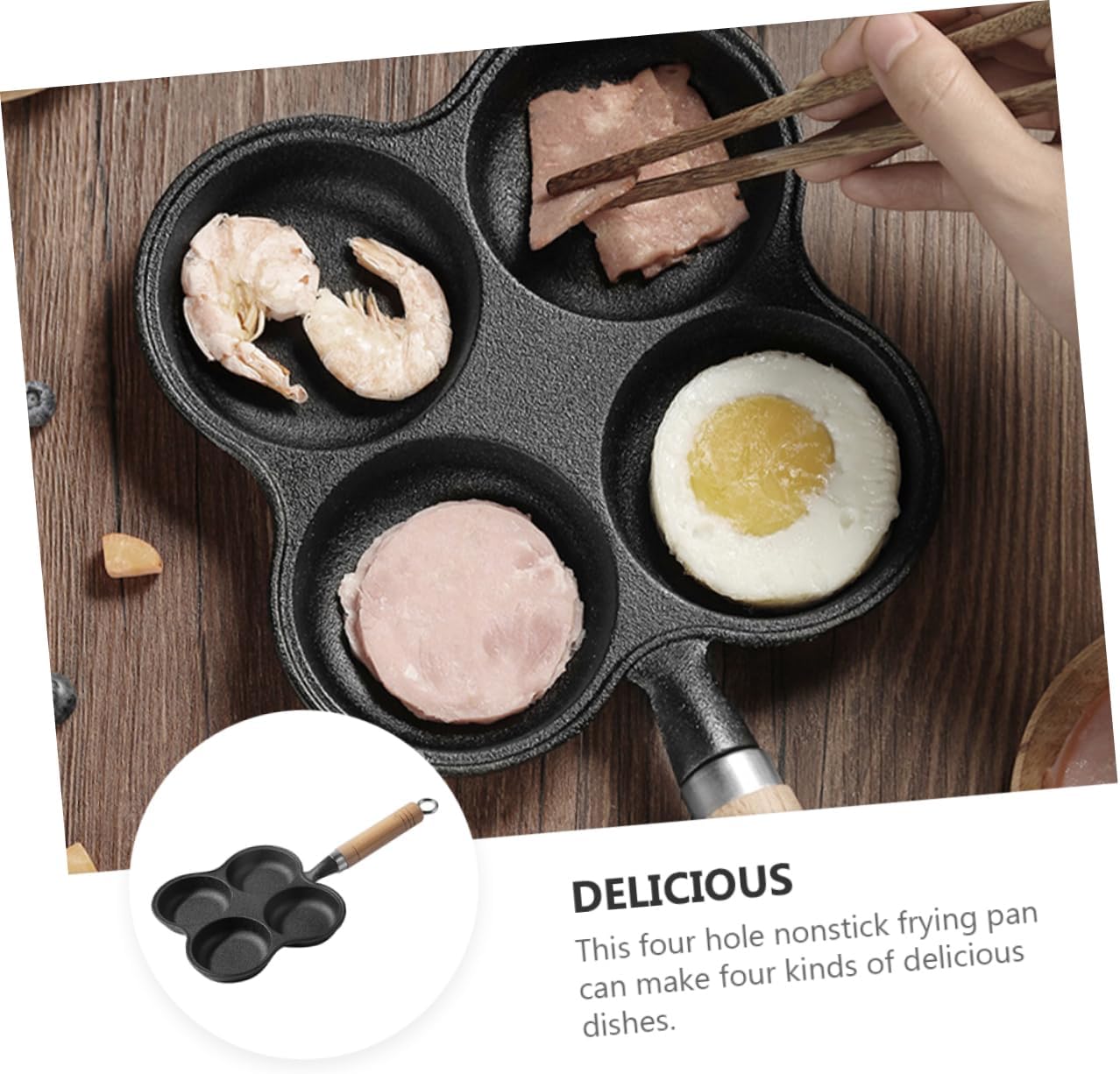 Cabilock Non-stick Frying Pan 4 Hole Skillet Easy to Clean for Breakfast Egg Cooking