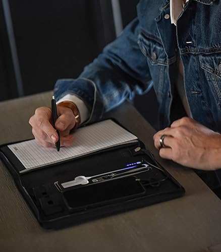 Miniatura 7 de Portafolio de Carga de Teléfono para Negocios y Viajes con Banco de Energía Integrado, Cierre de Cremallera y Bloc Rellenable, Organizador