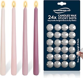 4 PCS Pink Rose Scented Taper Candles Candle Wax Dots Taper Candles Sticky Dots Candlestick Adapter Small Candle Accessories Easy Clean and Traceless Adhesive for Any Candles Holder Accessories