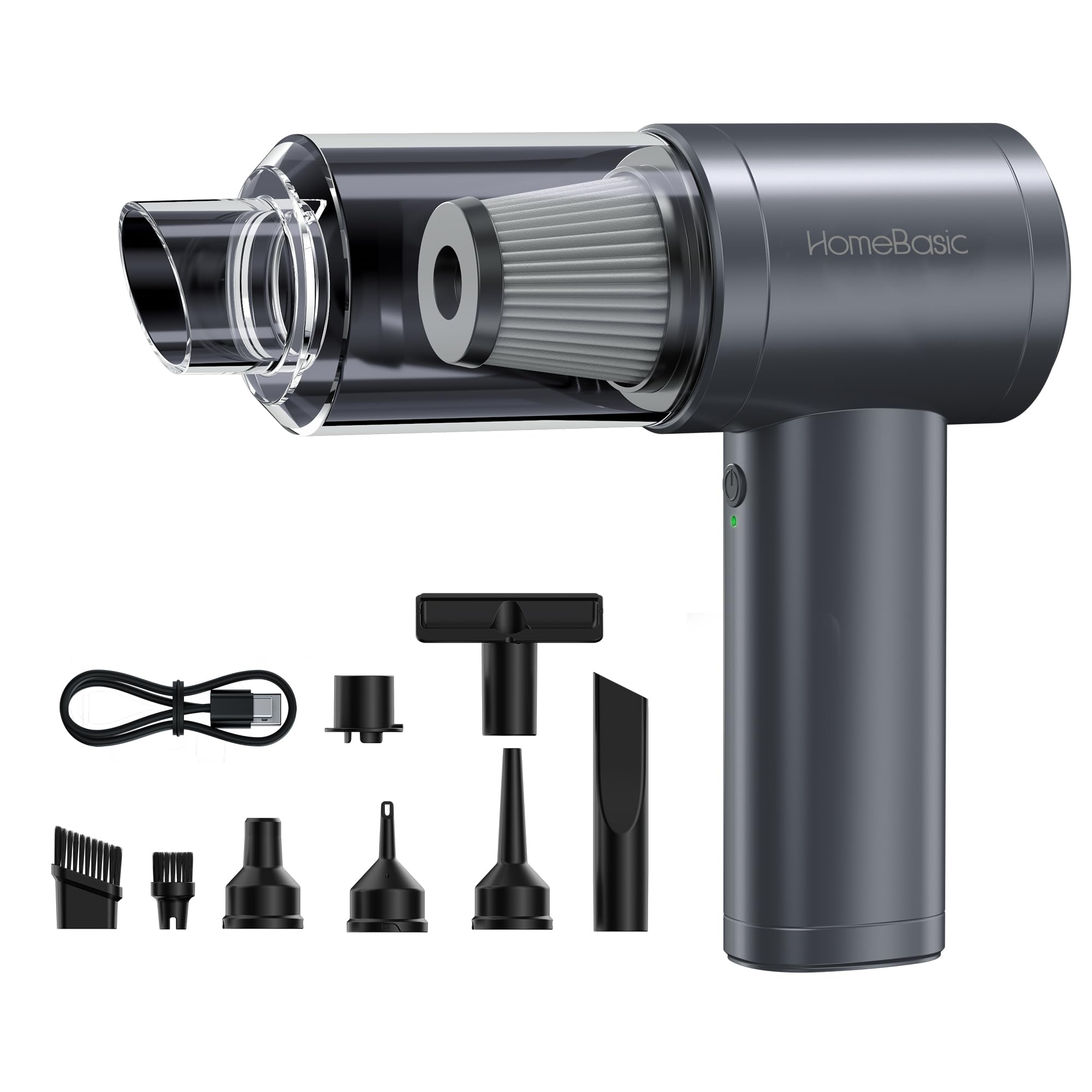 HOMEBASIC 4-in-1 Cordless Vacuum Cleaner & Blower for Car, Home, Sofa, Office(8 Attachments) 12000Pa Powerful Suction, Brushless Motor, Rechargeable, HEPA Filter| Handheld Portable Mini Cleaning Tool-image-31
