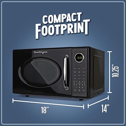 Miniatura 5 de Nostalgia Horno microondas retro de 1000 W, capacidad de 1.1 pies cúbicos, bloqueo de seguridad para niños, 8 ajustes de cocción automática, aparato