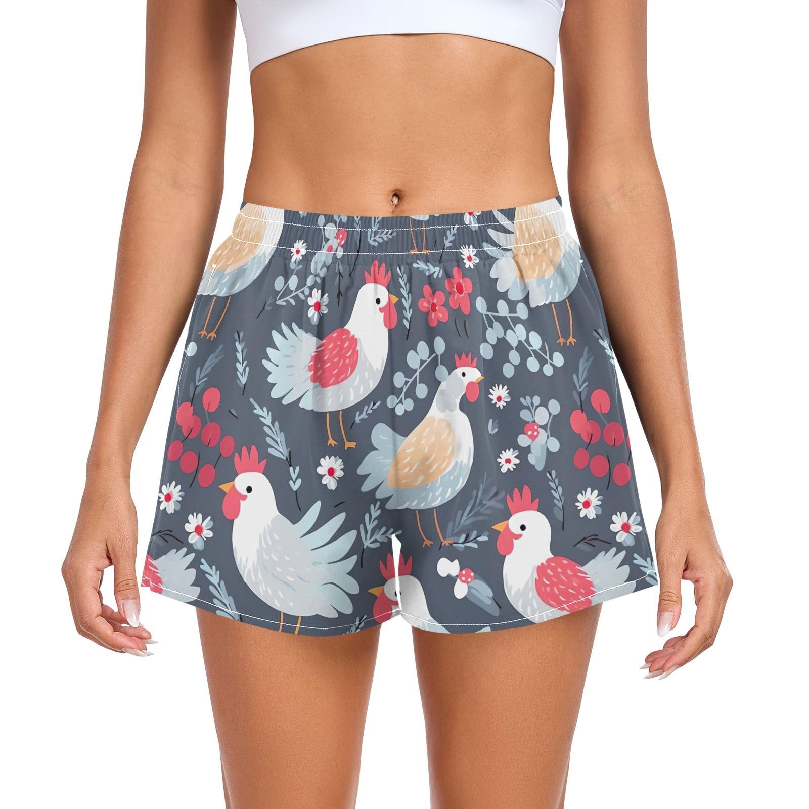 UMIRIKO Women's Running Shorts Chicken Women's Athletic Shorts with Pockets XL 202a9257