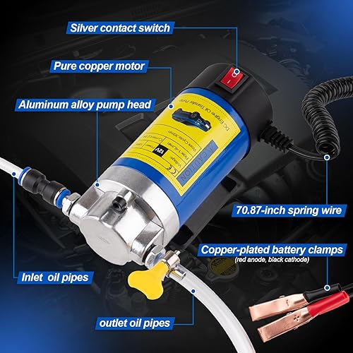 Miniatura 2 de Bomba extractora de aceite de 12 V 100 W, bomba eléctrica de transferencia de fluido, extractor de aceite de motor para cambio de aceite, bomba