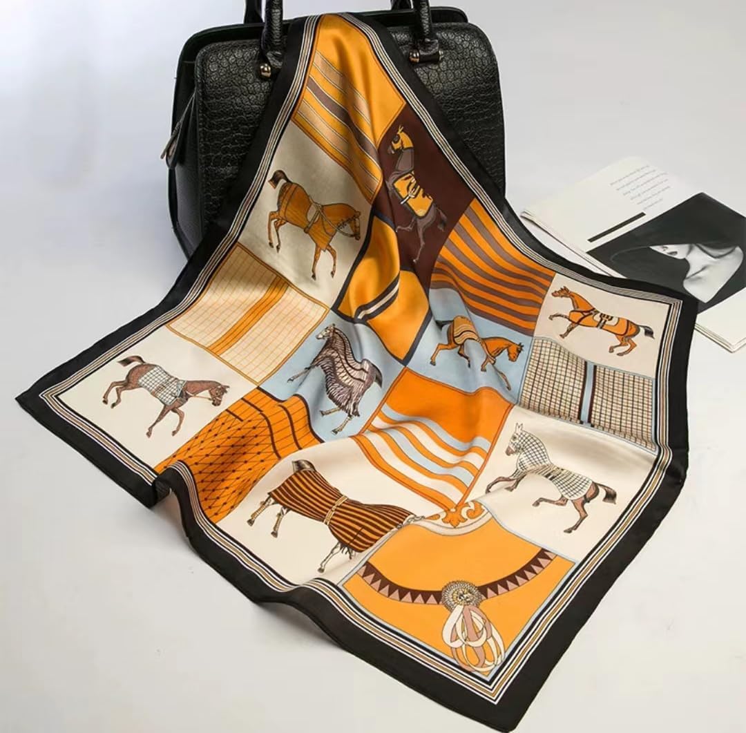 ANDANTINO 100% Mulberry Silk Square Scarf for Hair-25.6" X25.6'' Women Men Natural Silk Neckerchief Digital Printed Headscarf - Image 2