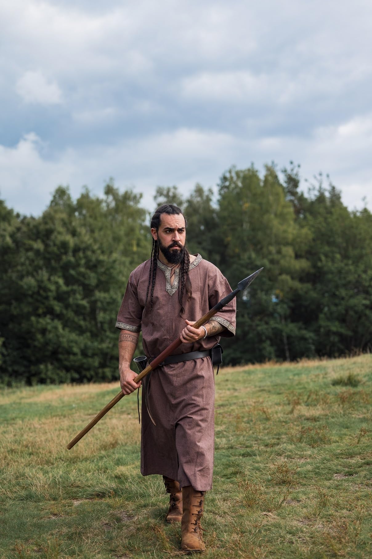 Wikingowie tunika, średniowieczna odzież LARP Richard zielona