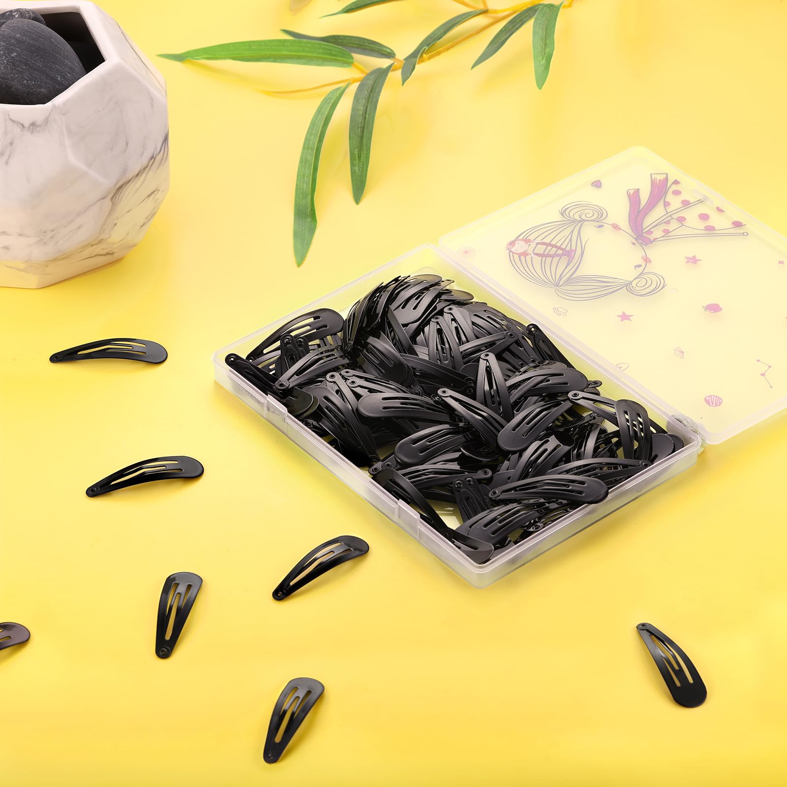 Haarspangen Mädchen Schwarz 5CM, FUNTOPIA 120 Stück Haarspangen, Haarclips Werden, Snap Kinder Haarklammern für Geburtstagsfeier Geschen
