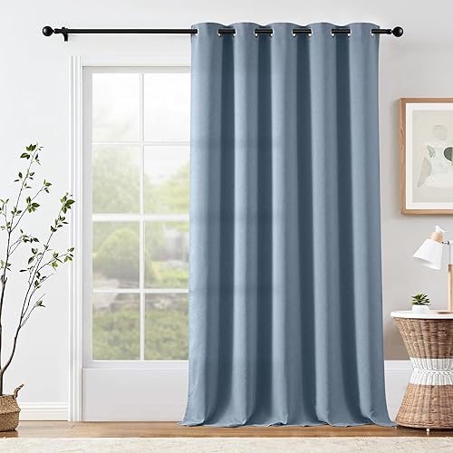 jinchan - Cortina opaca de 96pulgadas de largo, con textura y ojales en la parte superior, para dormitorio y sala de estar, 1panel, negro, disponible en Yaxa Guatemala