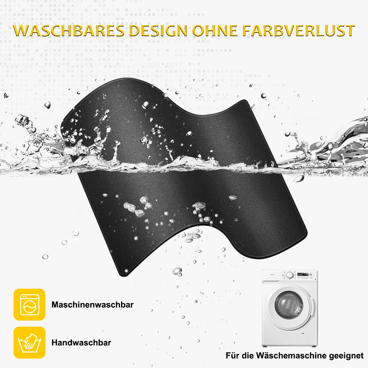JIKIOU Mauspad, 3er-Pack, Mauspad mit genähtem Rand, rutschfeste Gummiunterseite, waschbar, mit Lycra-Tuch für Gaming, Zuhause und Büro, Schwarz