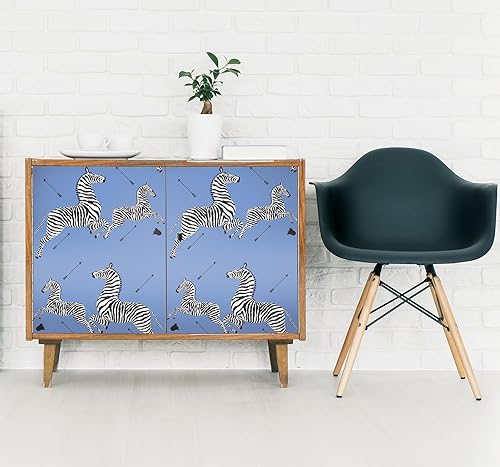 Miniatura 4 de Scalamandre Azure Zebra Safari - Papel tapiz para despegar y pegar, color azul