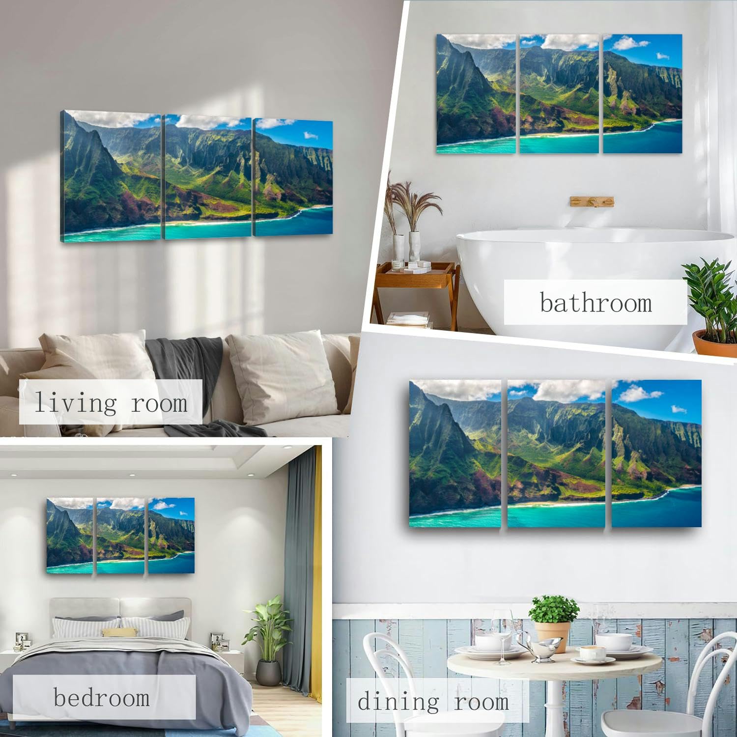 Wandbild-Set „Napali Küste“ – 5-teilig, Leinwanddruck, 30,5x61 & 30,5x81,3 Cm, Fertig Zum Aufhängen