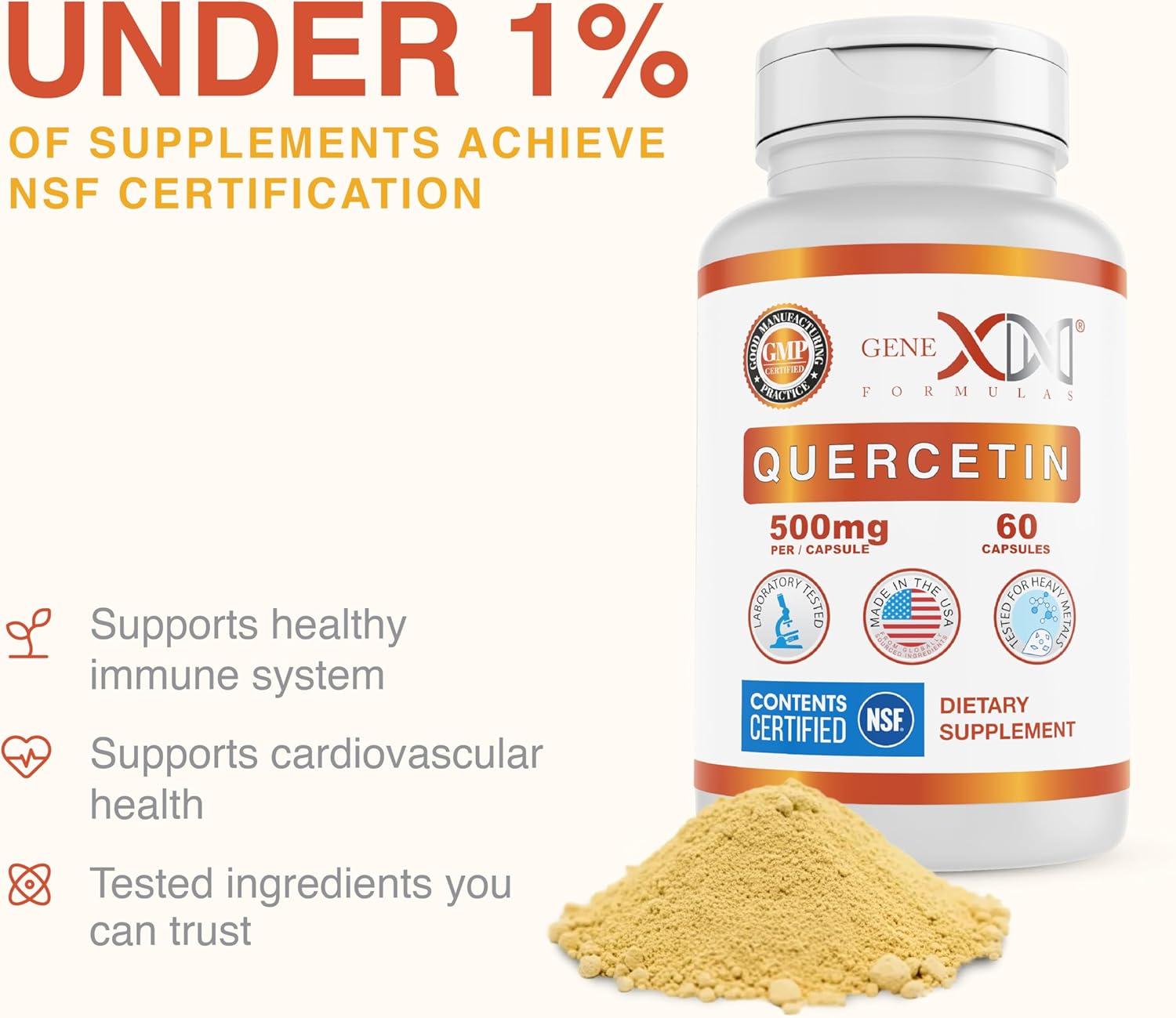 Genex Formulas Quercetin 500mg (60 Capsules) Non-GMO, Gluten-Free (3 Pack)