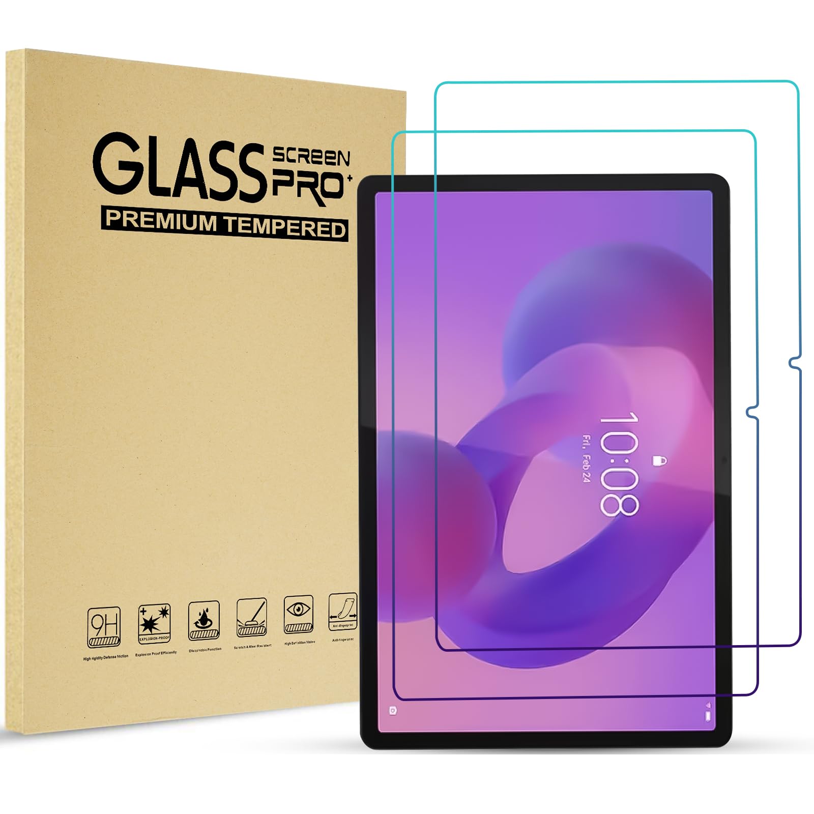 ProCase2 Pack Screen Protector for 12.7" Lenovo Idea Tab Pro 2025/Yoga Tab Plus 2025/Tab P12 2023, Tempered Glass Film Guard for 12.7" Lenovo Idea Tab Pro/Yoga Tab Plus/Tab P12 2025 2023 Release
