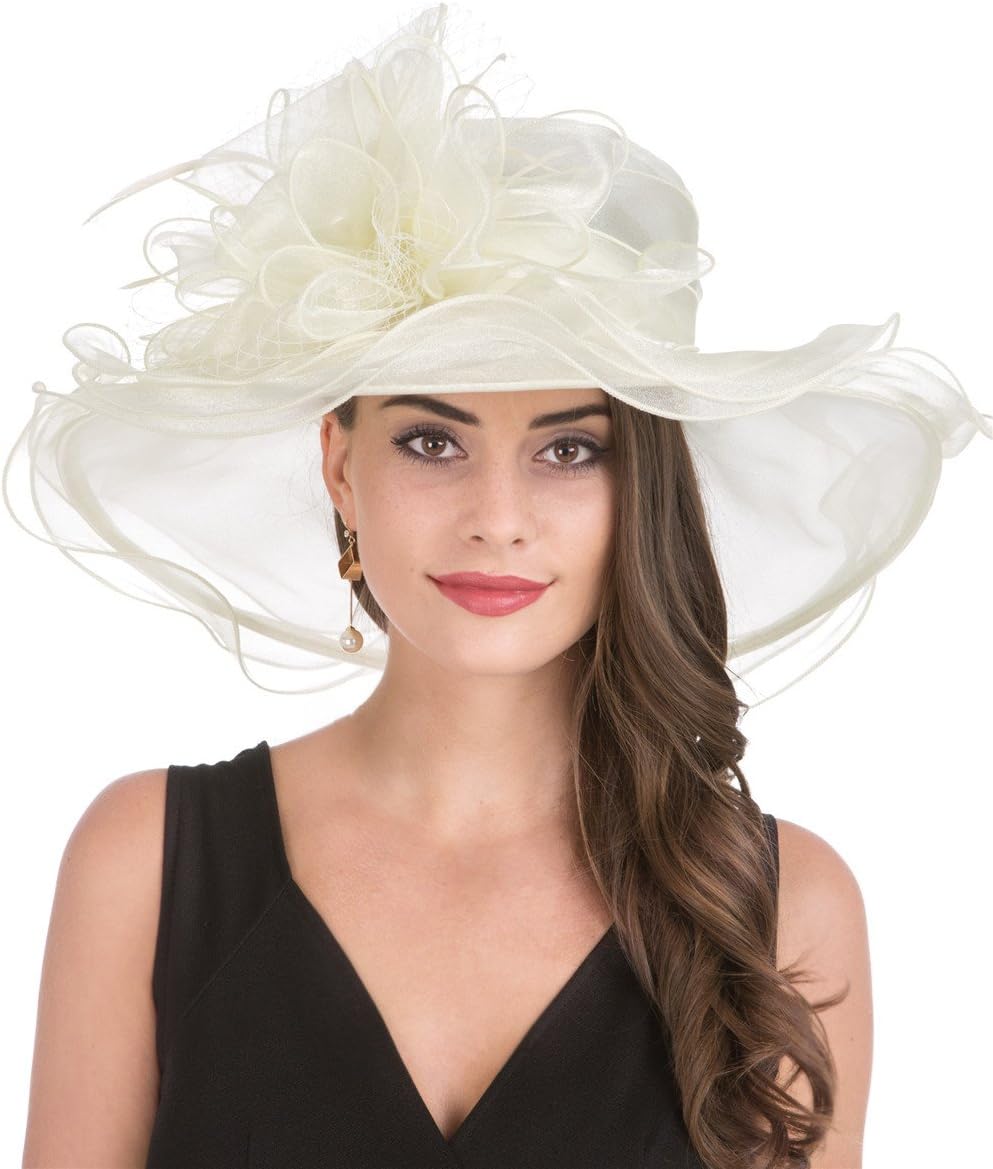 SAFERIN Women's Organza Church Kentucky Derby Fascinator Bridal Tea Party Wedding Hat - Image 2
