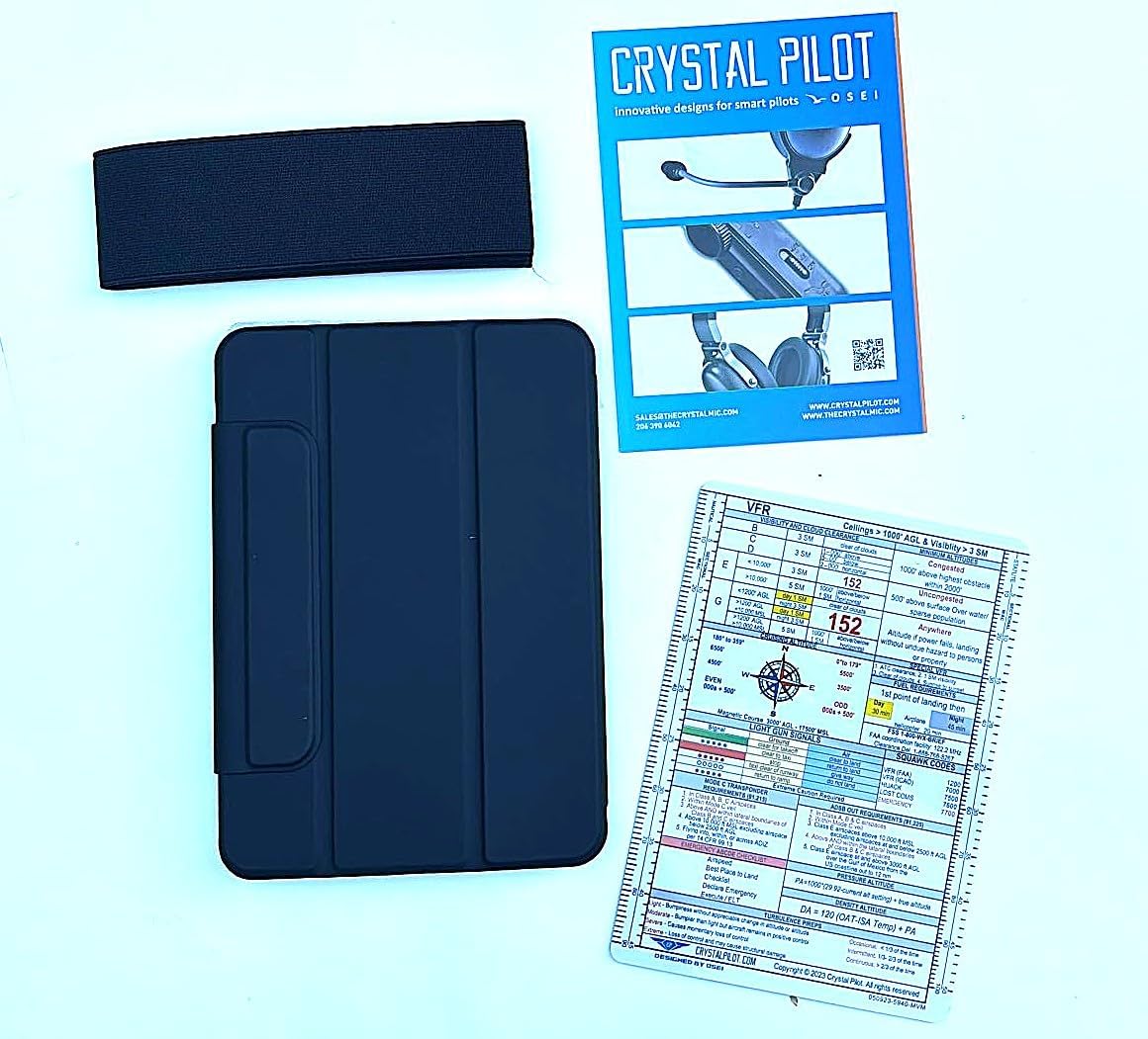 Crystal Pilot Magnetic Folio Kneeboard and VFR-METAR Cheat Sheet. Compatible with mini_iPad6.