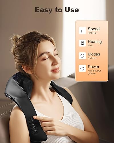 Miniatura 7 de Beleduc Masajeador de cuello y hombros con calor relajante, masajeador inalámbrico de cuello y espalda, masaje de amasamiento profundo Shiatsu 4D