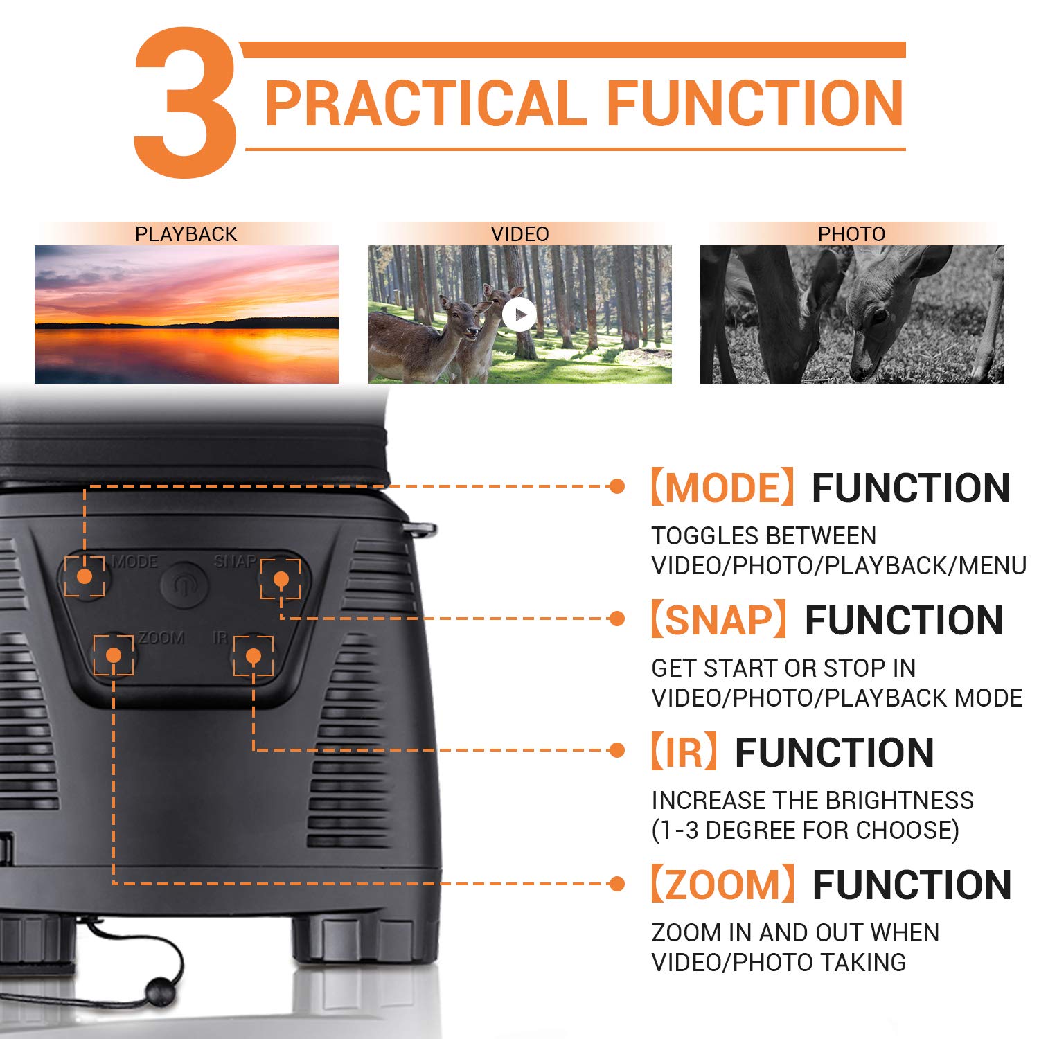Jumelles de vision nocturne LUXUN NV200C 7X21 avec caméra infrarouge pour la photographie et la vidéo Jumelles de vision nocturne LUXUN NV200C 7X21 avec caméra infrarouge pour la photographie et la vidéo