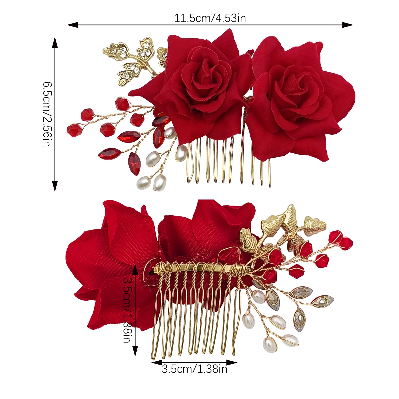 Amazon.com : 2 Pcs Rose Flower Wedding Hair Comb Crystal 
