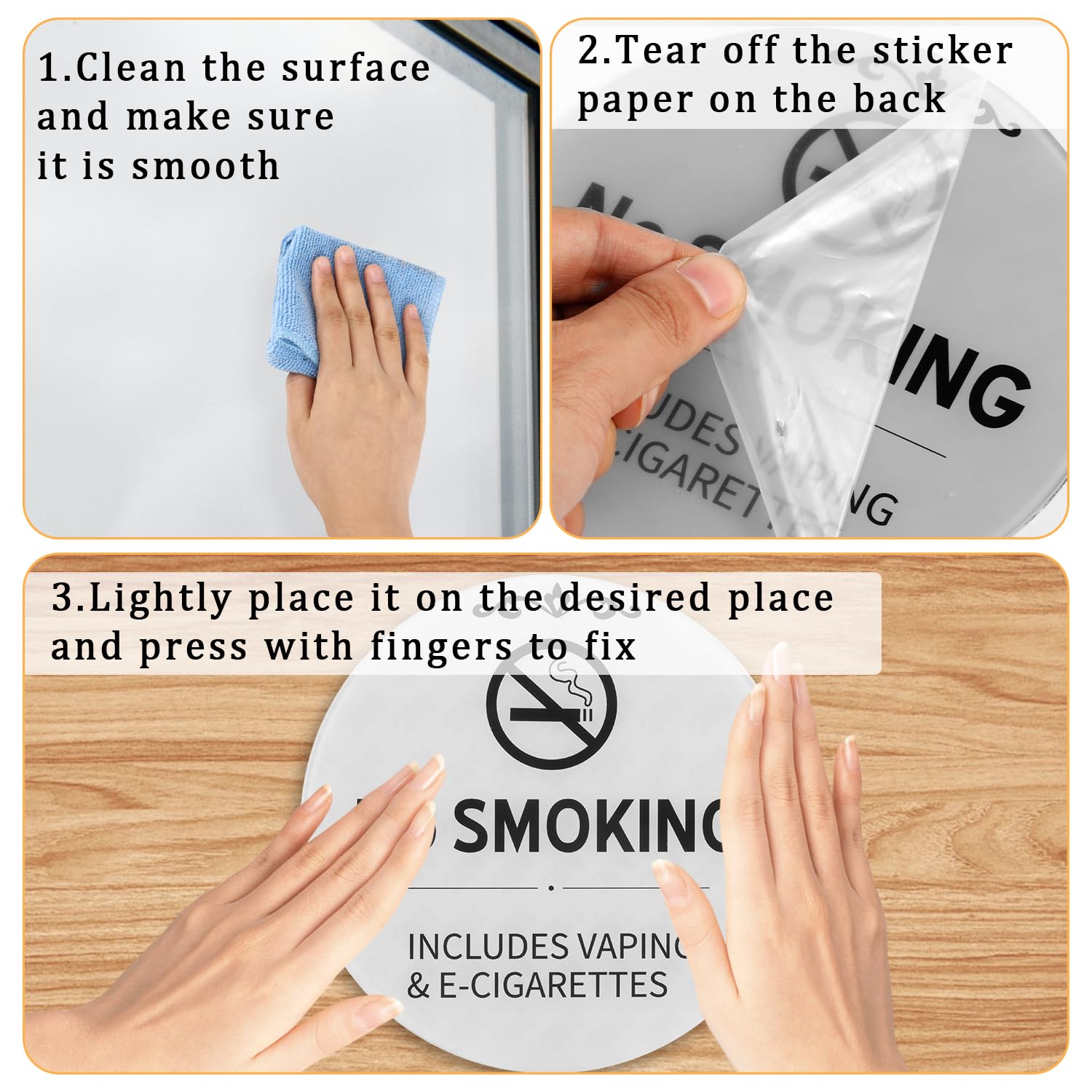 5x Rauchverbotsschild Selbstklebend – Acryl-Schild 22,8x7,6cm Für Büro & Zuhause
