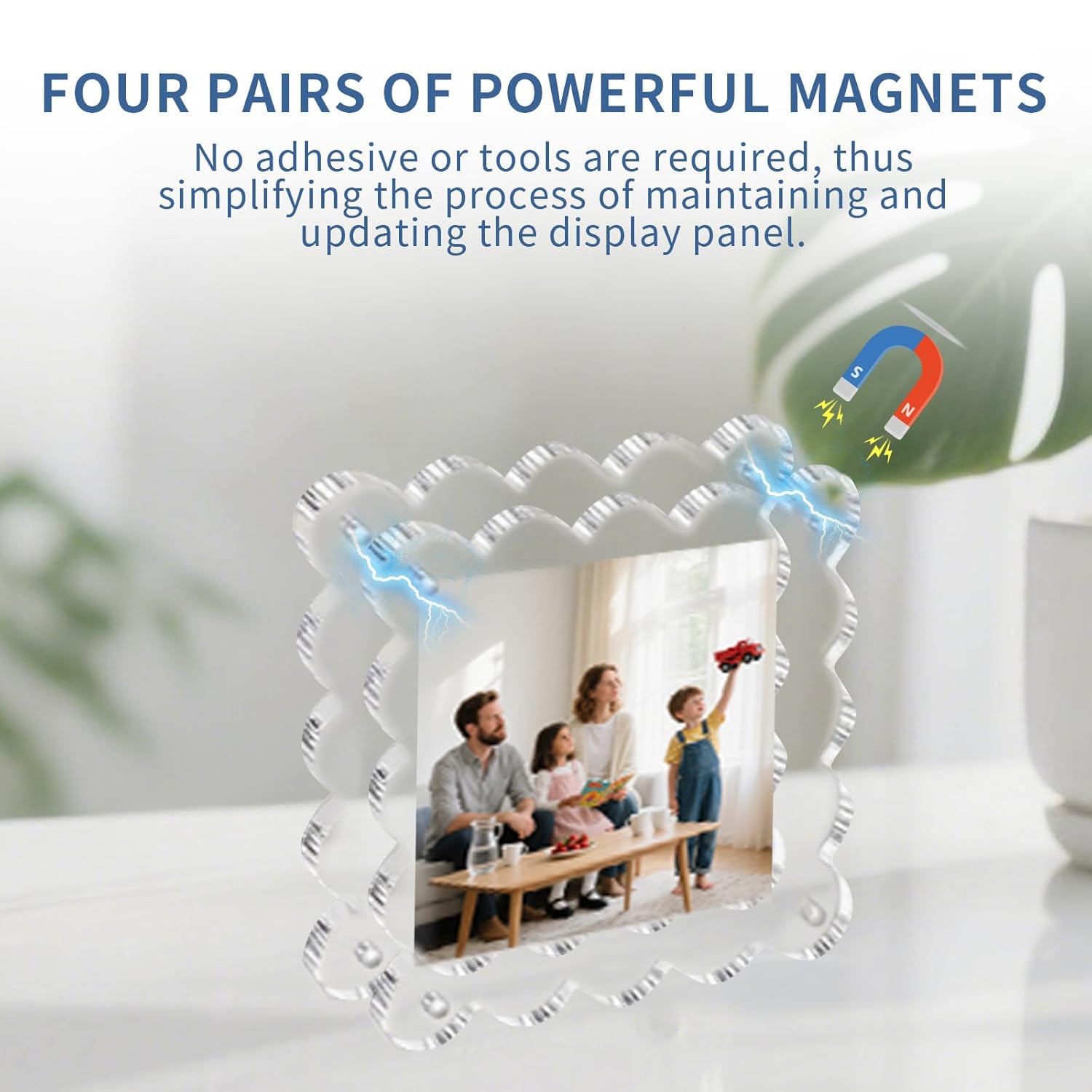 Inkless Baby Hand & Footprint Kit (4 Pack) + 3-Pack Magnetic Acrylic Photo Frames – Mess-Free Baby Keepsake Ink Pad with Art Cards & Double-Sided Scalloped Picture Frames for Newborn Memory Display