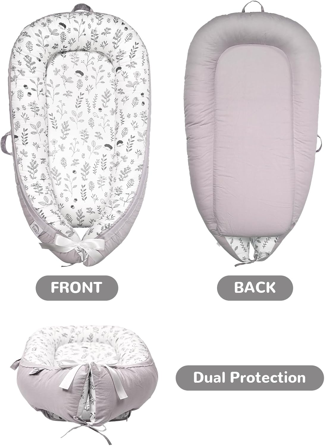 EAQ Baby Lounger Baby Nest for Co Sleeping Baby Bassinet Soft Breathable Perfect for Newborn Gift 100% Cotton Napping or Traveling for 0-12 Months (Hedgehog) 10 71WOCQpRLBL. AC SL1500