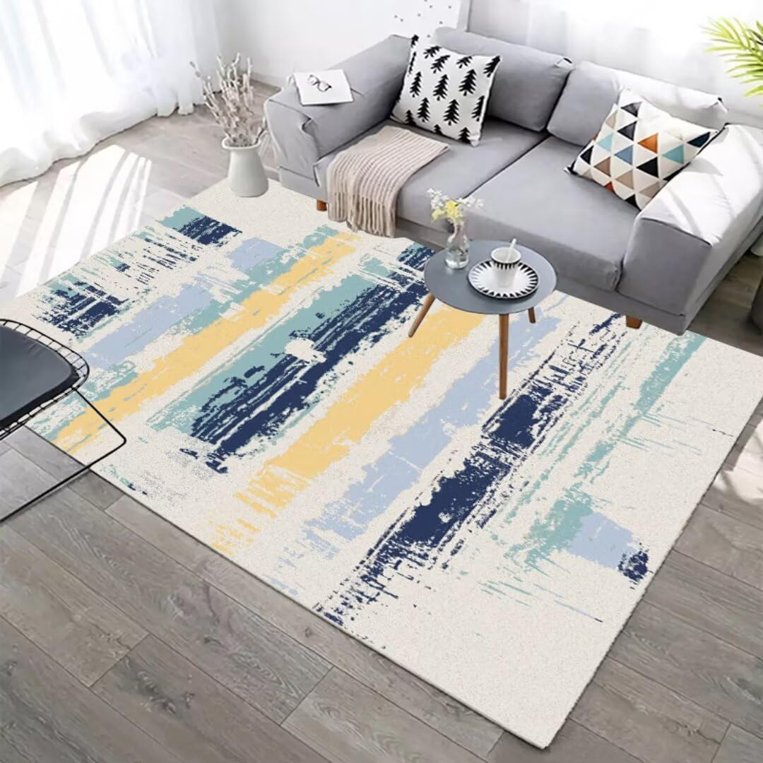 Tapis de salon pas cher géométrique abstrait et lavable 100x160cm