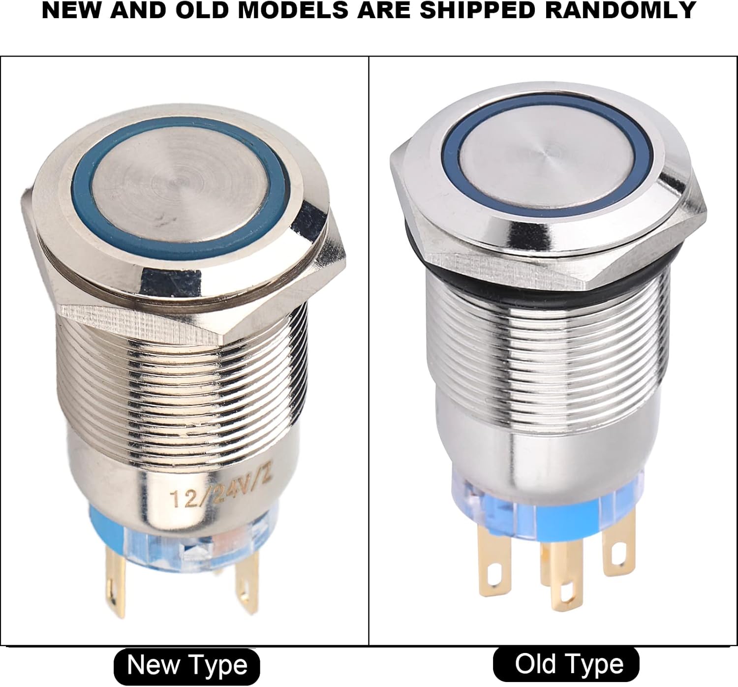 Selflocking Button，Keenso 19mm 12V LED Stainless Selflocking Latching Push Button Switch OnOff Button Switch 1NO1NC(Blue)