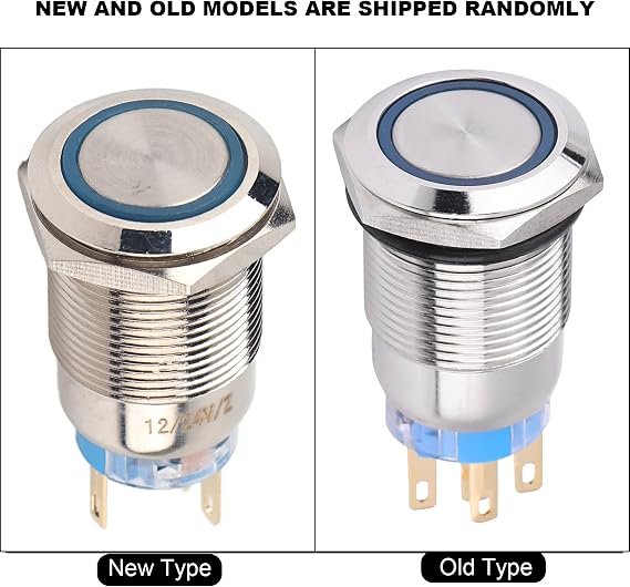 Health Gear Led Push Switch, On Off Switch 12v, Latching Push Button Switch, Stainless Steel Self Locking Push Switch, 1NO1NC(Blue)