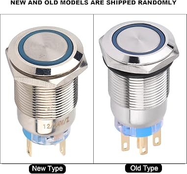 Health Gear Led Push Switch, On Off Switch 12v, Latching Push Button Switch, Stainless Steel Self Locking Push Switch, 1NO1NC(Blue)