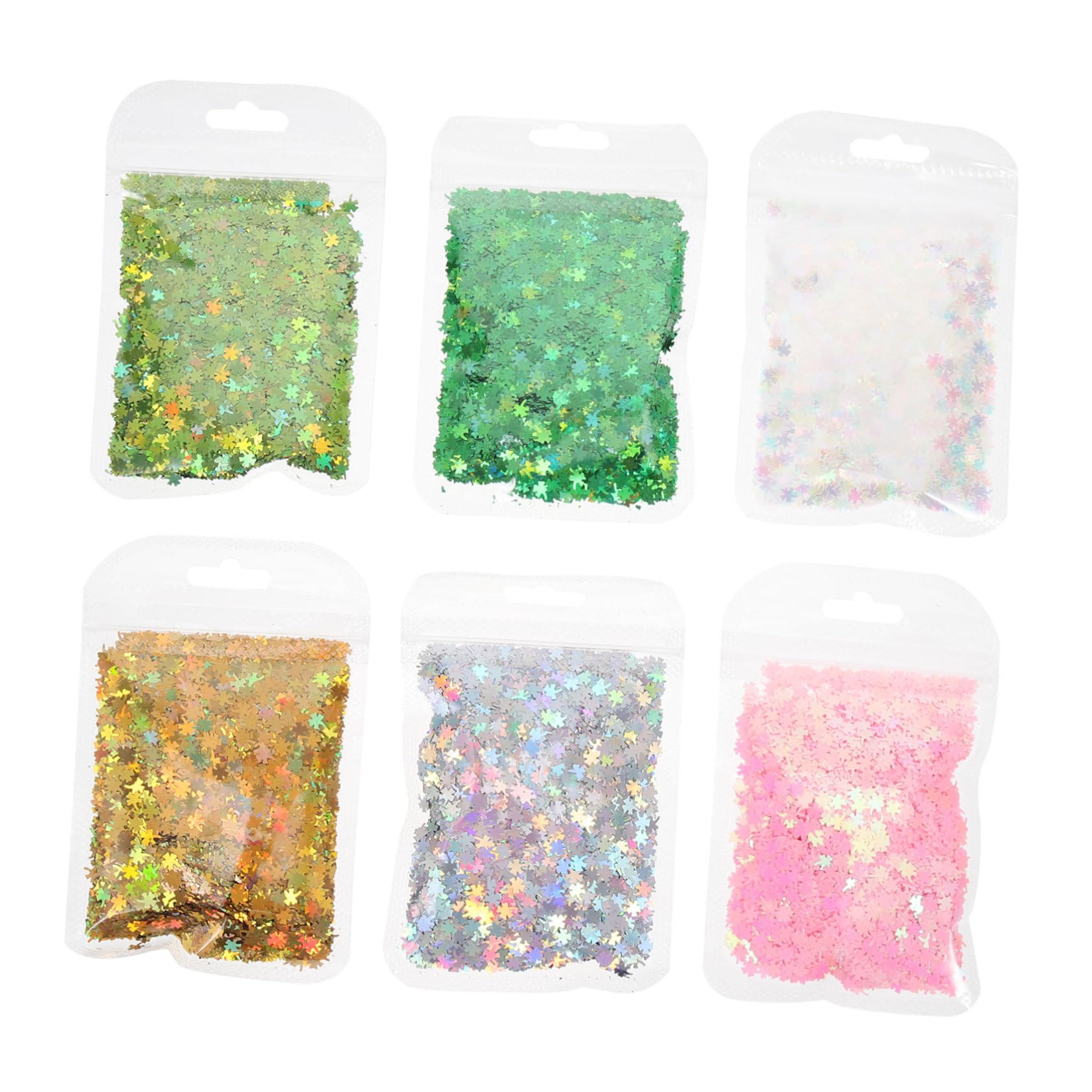HAPINARY Unique Four-Leaf Crystal Mud Jewelry 6 Pack Nail Charms Sequin Nail Art for Parties Festivals