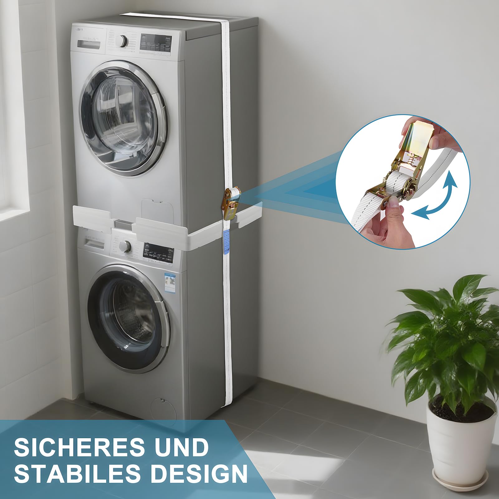 Sararoom Kit de apilamiento universal para lavadora y secadora, kit de marco apilable ajustable con ganchos y alfombrillas resistentes a los arañazos para lavadora secadora de 53-68 cm, ahorro de