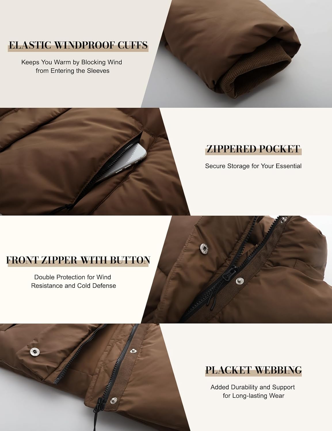 PEHMEA Women's Winter Cropped Puffer Jacket, Full Zip Thicken Short Coat with Detachable Hood - Image 4