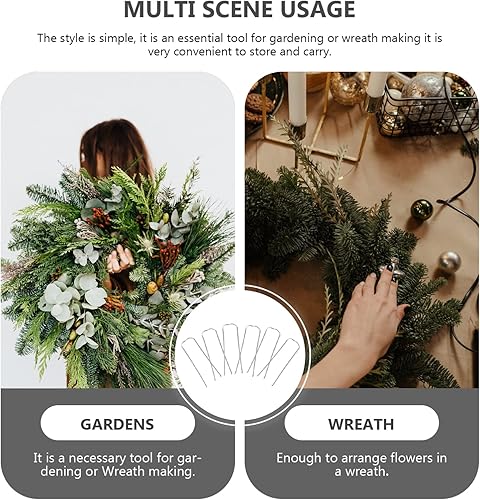 Miniatura 5 de Alfileres para plantas en forma de U 100 pines florales en U, pasadores de helecho, púas de metal para corona de pajilla, arreglos florales a granel