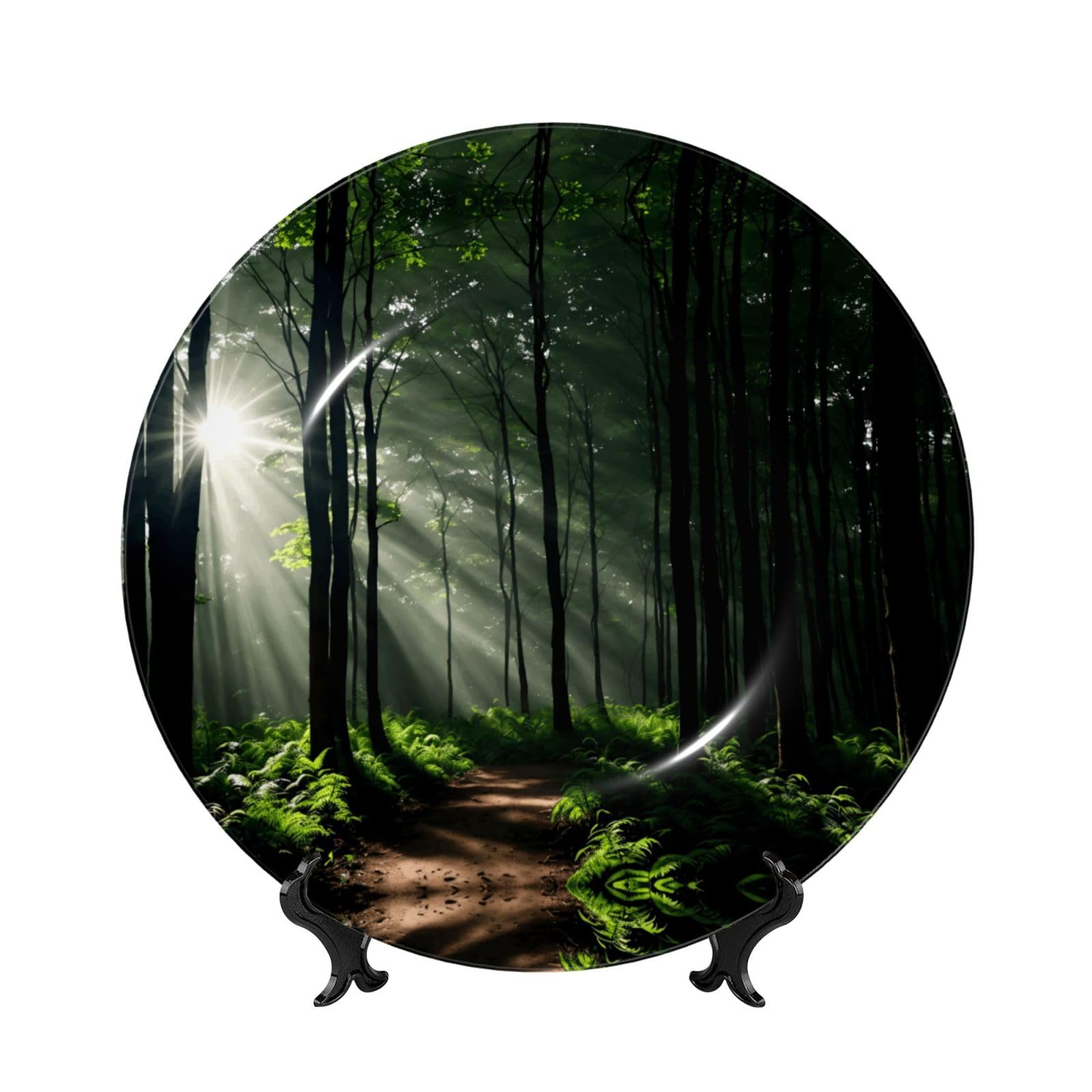 Platos decorativos de cerámica para mesa adornos de bosque POEZJZW de 10"