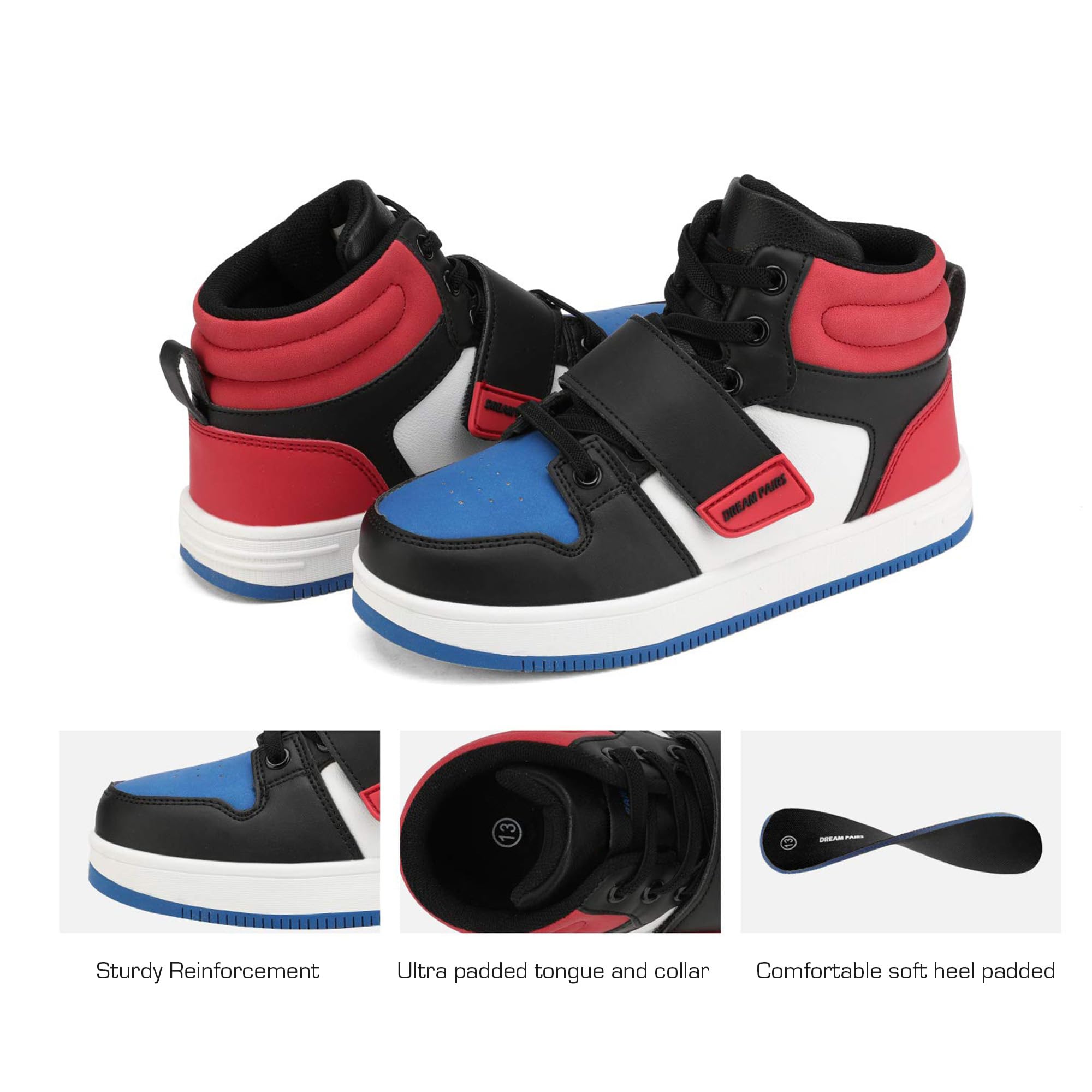 DREAM PAIRS Baskets Montantes Garçon Fille, Chaussures de Basketball et Sport Enfant, Sneakers Hautes Confortables pour Activités et Jeu Quotidien