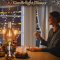 Vista 6 de 2 piezas de lámparas de aceite de cámara para uso interior, lámpara vintage de queroseno, linterna rústica de huracán de queroseno con mecha