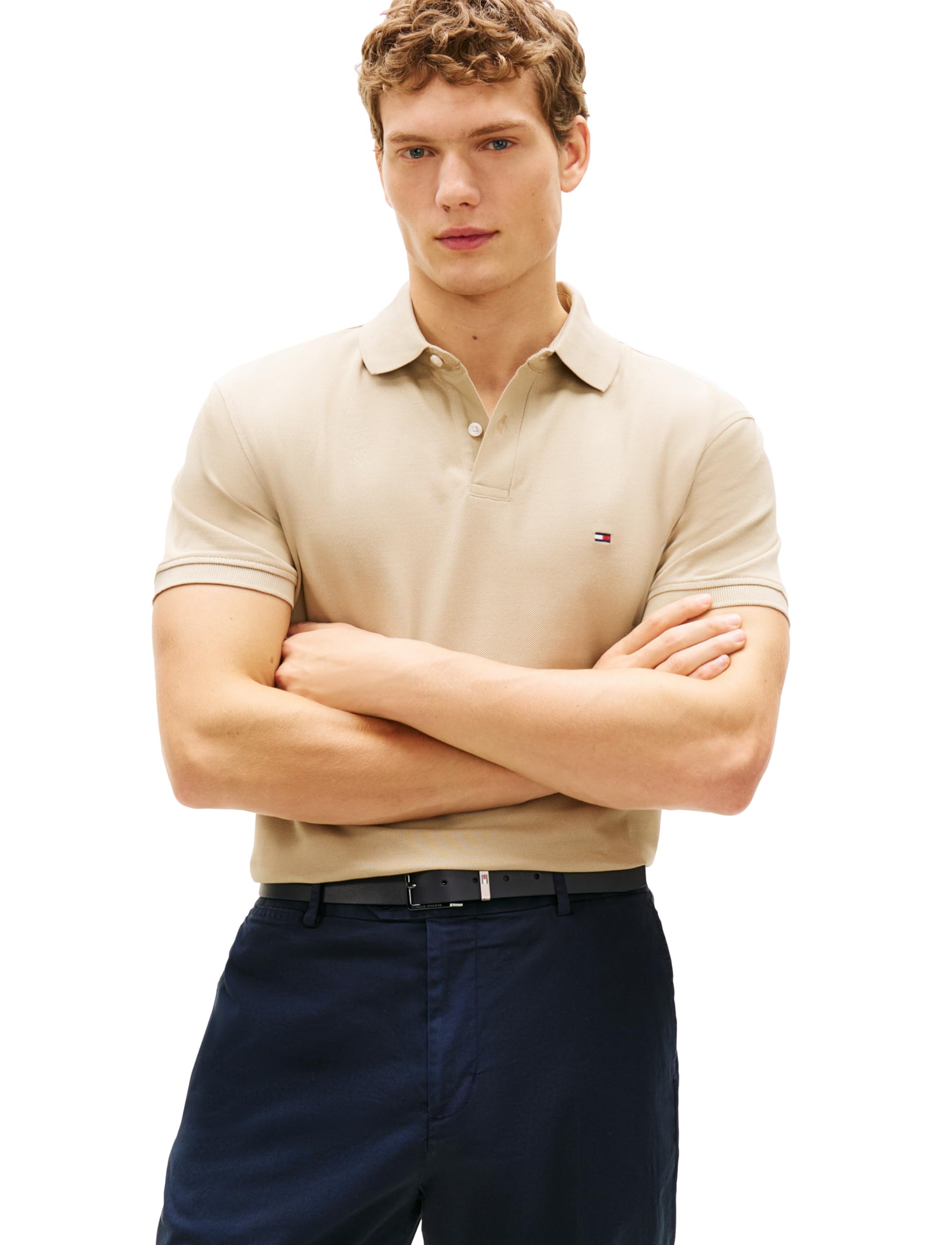 Tommy Hilfiger Men's Short Sleeve Polo Shirts in Classic Fit with Stretch and Organic Pique Cotton