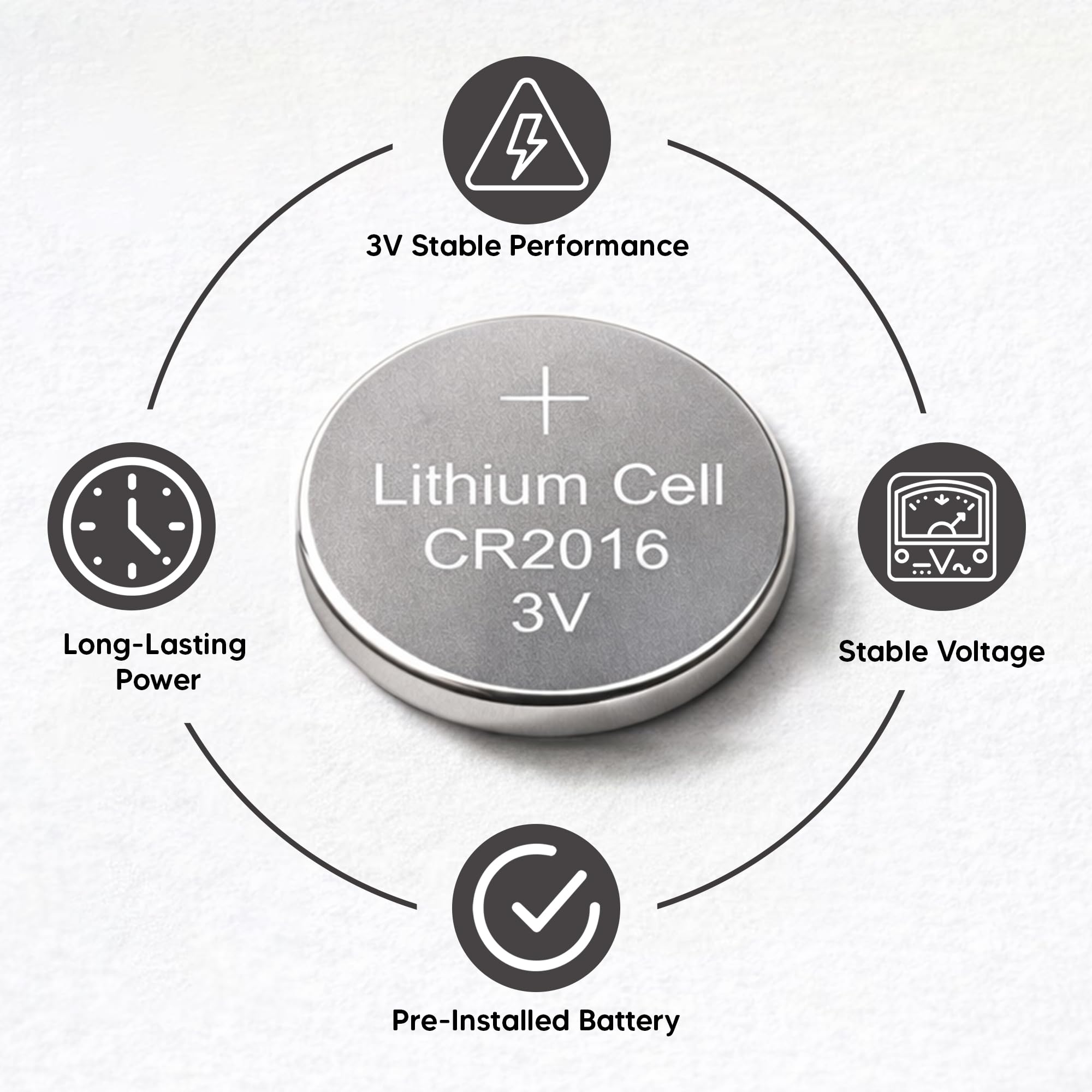 OBD CR2016 Lithium Coin Cell Battery 3V Long Lasting Power Button Batteries for Watches Key Fobs Remotes Calculators Electronics (5) — view 3