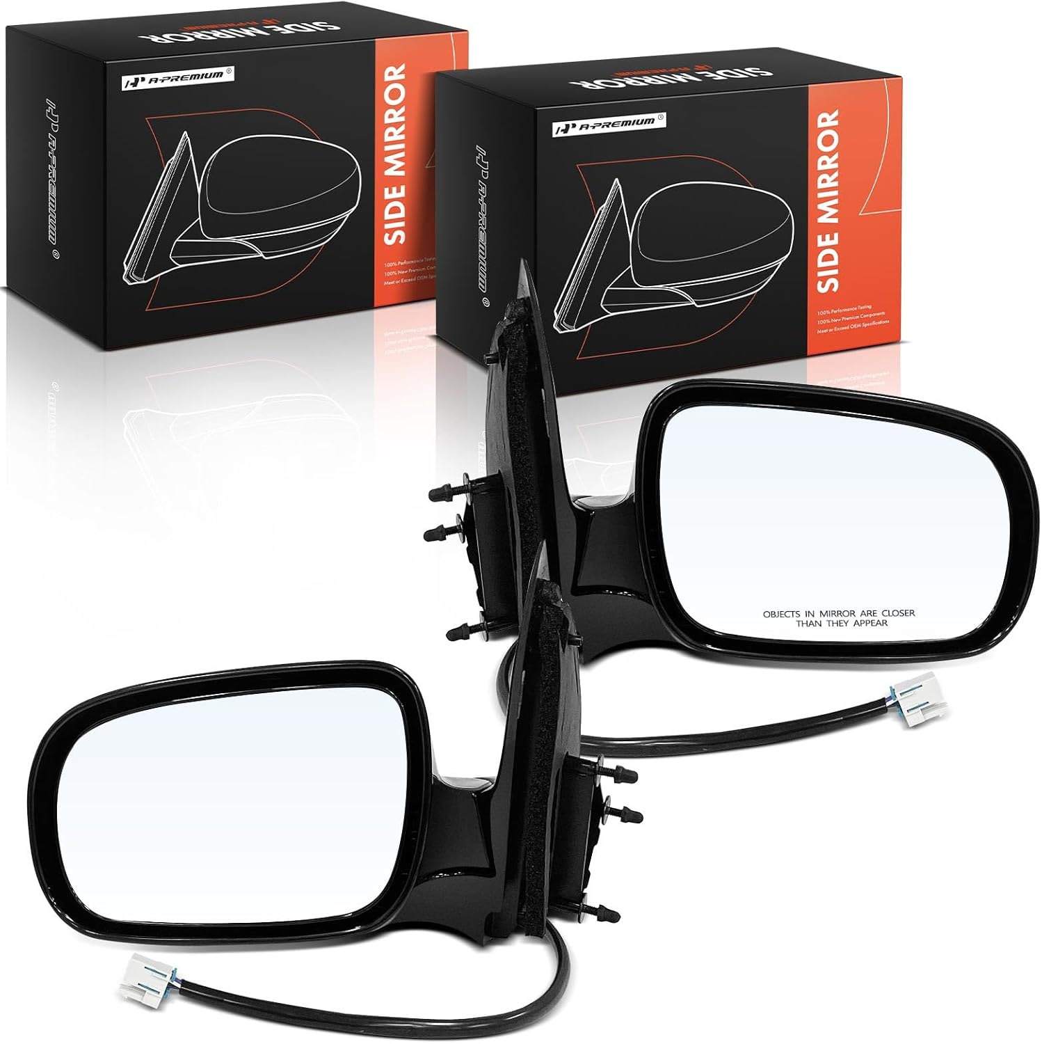 A-Premium Pair (2) Driver and Passenger Side Power Door Mirror - Compatible with Chevrolet Venture 1999-2005 & Oldsmobile Silhouette 1999-2004 & Pontiac Montana 1999-2005 - Heated, Manual Folding