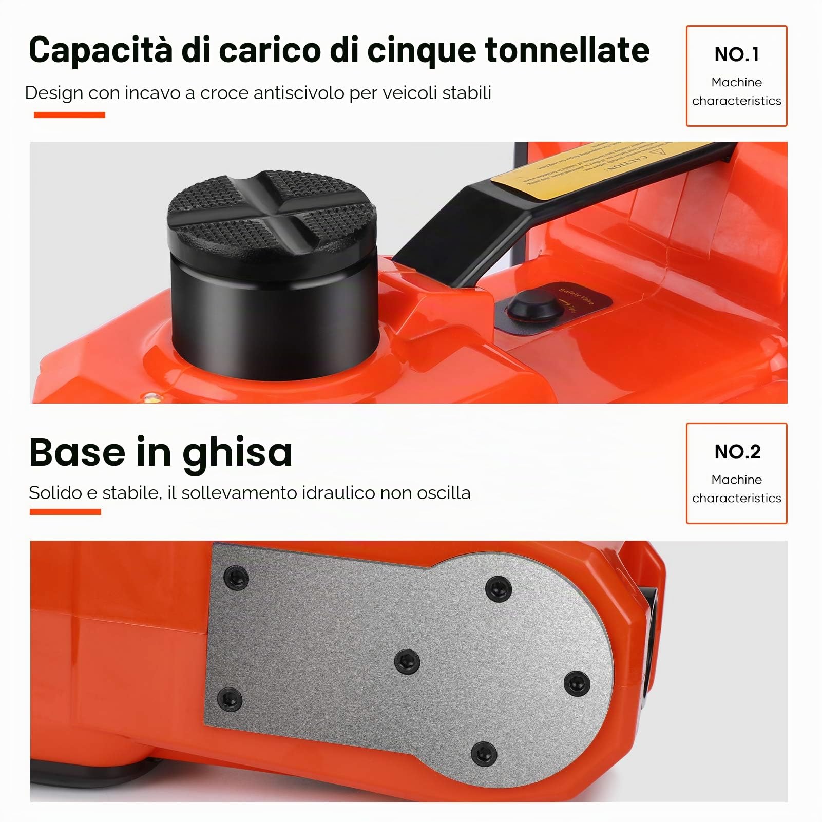 Martinetto Elettrico per Auto, 5 Tonnellate, 12V DC, Sollevatore Auto per Garage e Emergenze