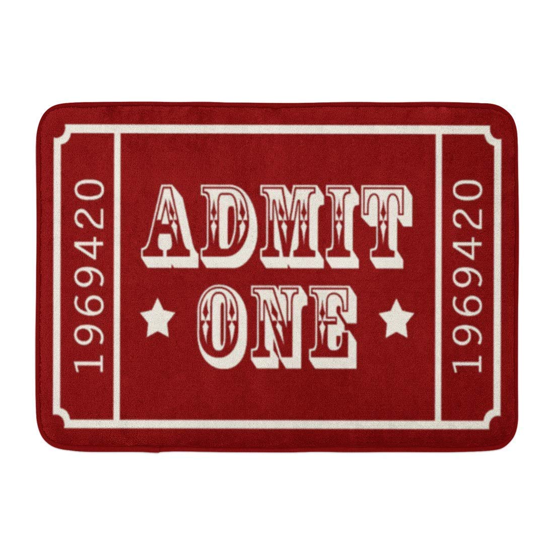 Red Americana Whimsical Circus Theatre Bath Mat, Ticket Admit Movie Bathroom Rugs Soft Bath Rugs Non Slip, Washable Floor Rug Floor Mat Home Decor for