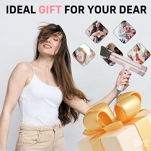 Miniatura 9 de Quico Secador de pelo para mujer, motor BLDC 7 veces más rápido, silencioso de 1875 W, 110000 RPM, 2 mil millones de iones negativos con difusor,