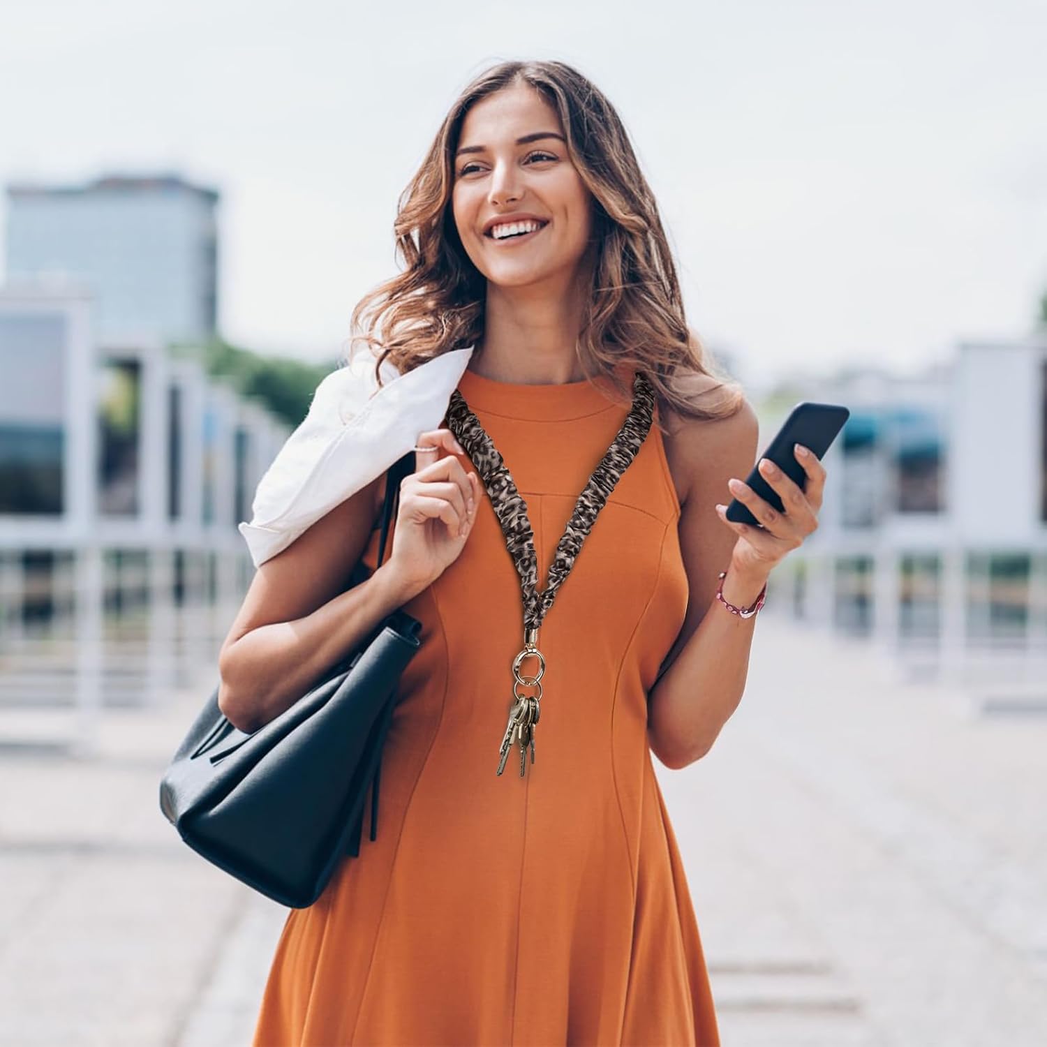 Breakaway Scrunchie Lanyard with Id Holder, Stretchy Teacher Lanyards for Id Badges Keys, Lake Green - Image 6