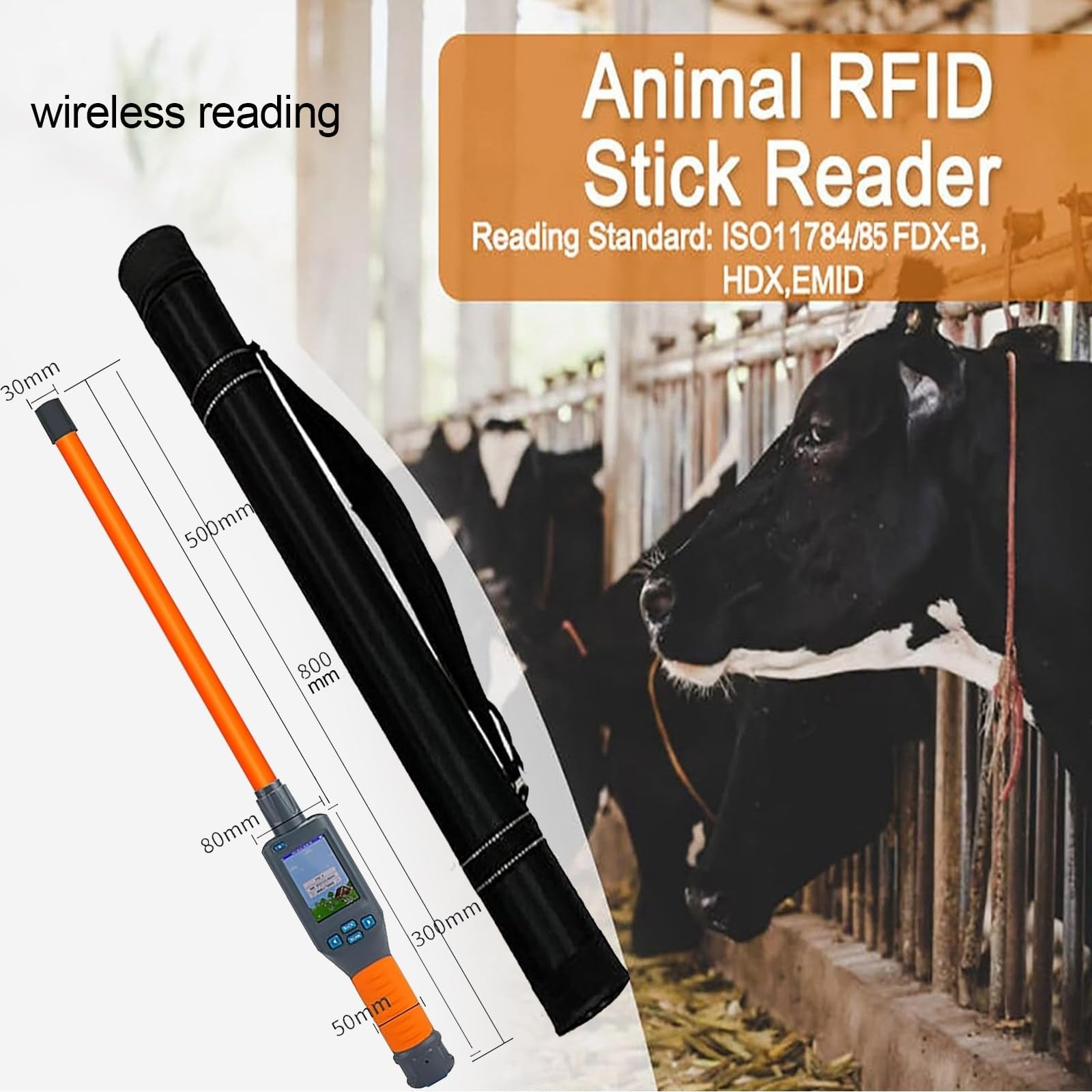 Lettore di microchip per animali domestici, identificatore per marchi auricolari, memoria per 20000 dati, ideale per allevamenti, rifugi per animali e proprietari di animali domestici.