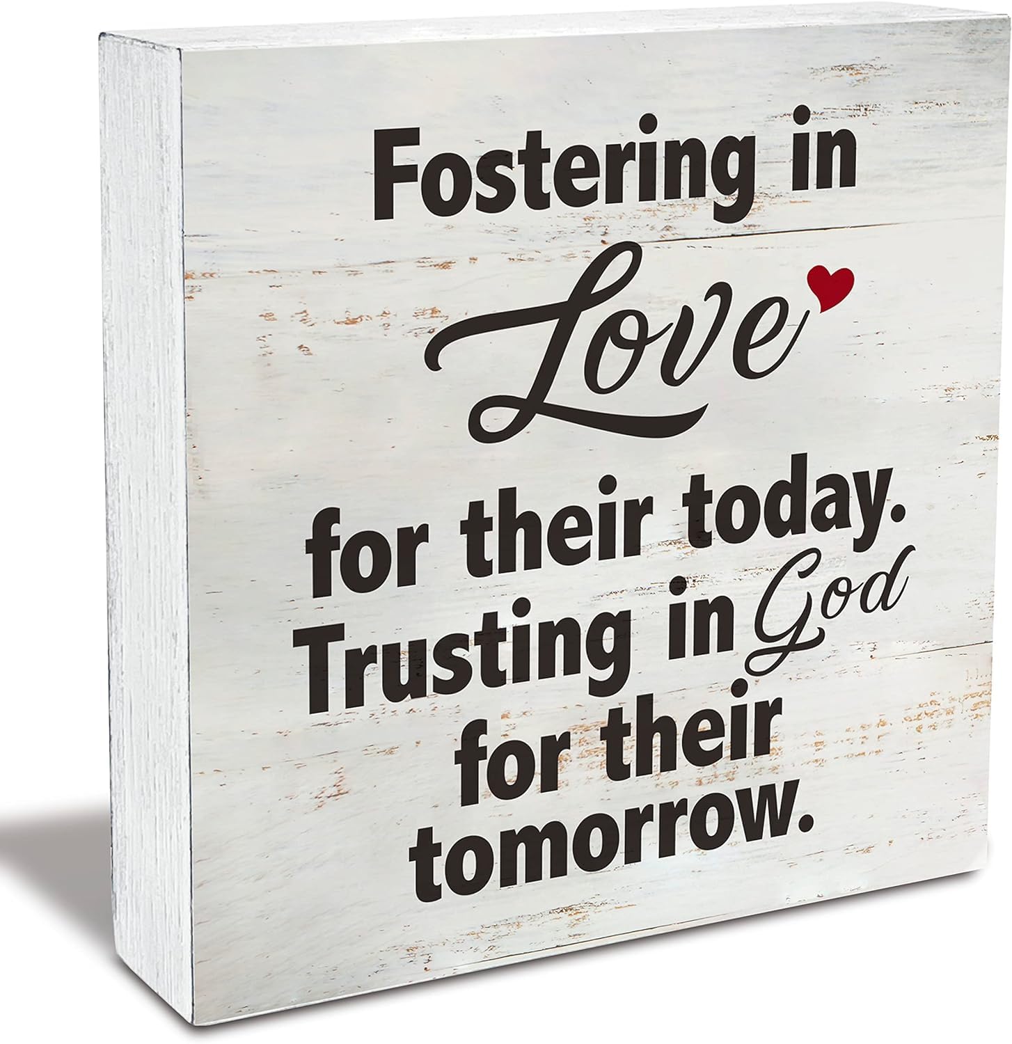 Foster Parent Quote Fostering In Love For Their Today Trusting In God For Their Tomorrow Wood Box Sign Rusitc Wooden Box Sign Farmhouse Office Desk Shelf Decor, Foster Parent Gift 5x5 Inch