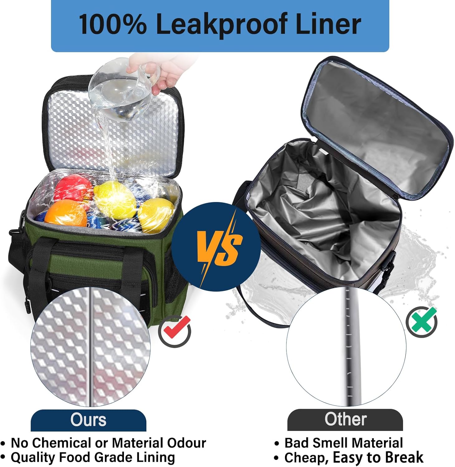 Lunch Box Cooler Bag - Insulated Tactical Lunchbox for Men - Large Lunch Pail for Adults Work Outdoor Shifts Trips Army Green 16L - Image 6