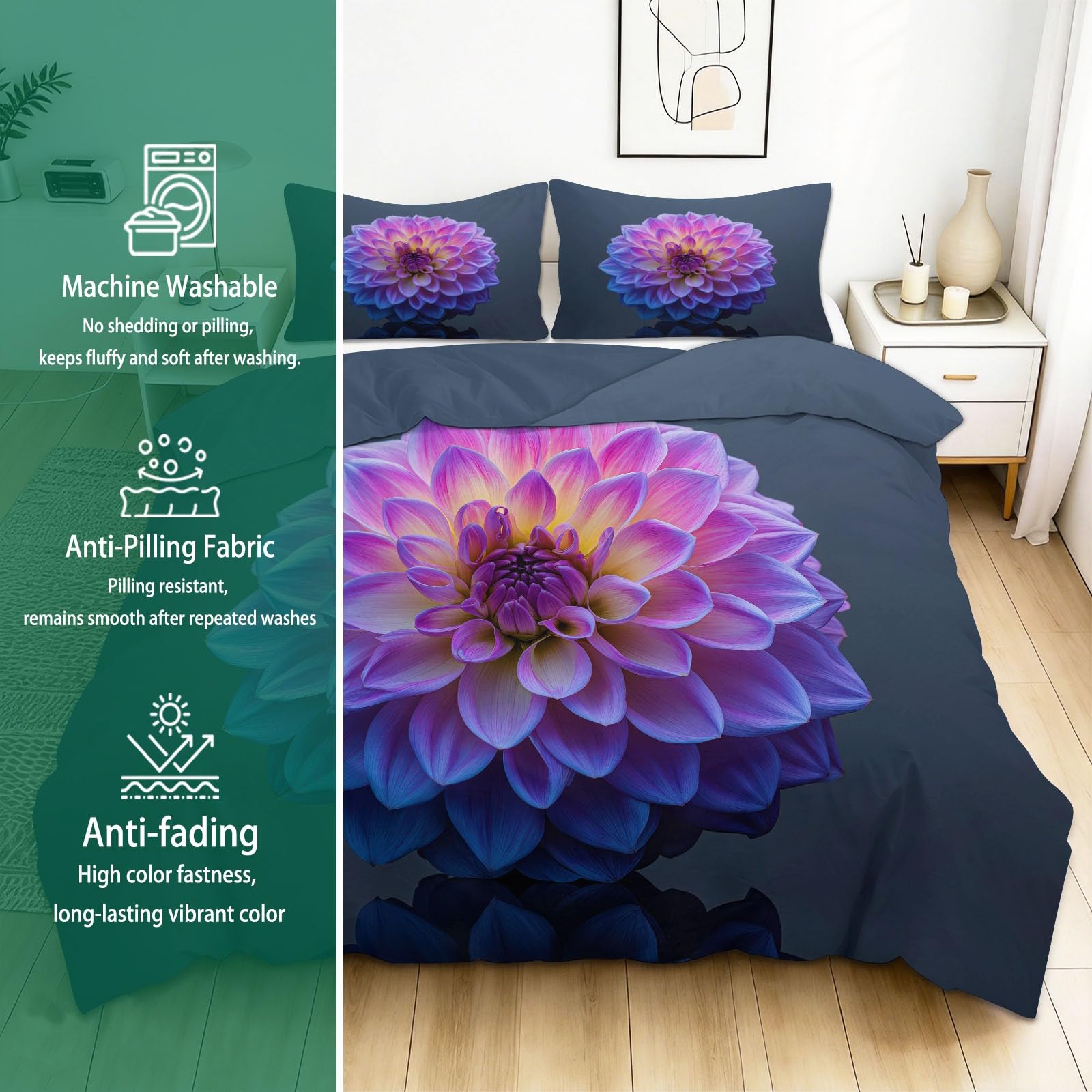 200 x 200 cm Zestaw pościeli dziecięcej, naturalna poszewka na kołdrę z nadrukiem 3D - Miękka i wygodna poszwa na kołdrę 3-częściowa poszwa na kołdrę z 2 poszewkami na poduszki, szara